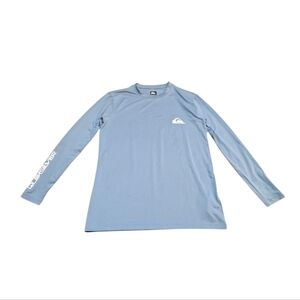 Quiksilver Mens Standard Solid Streak Long Sleeve Rashguard UPF 50 Sun Blue